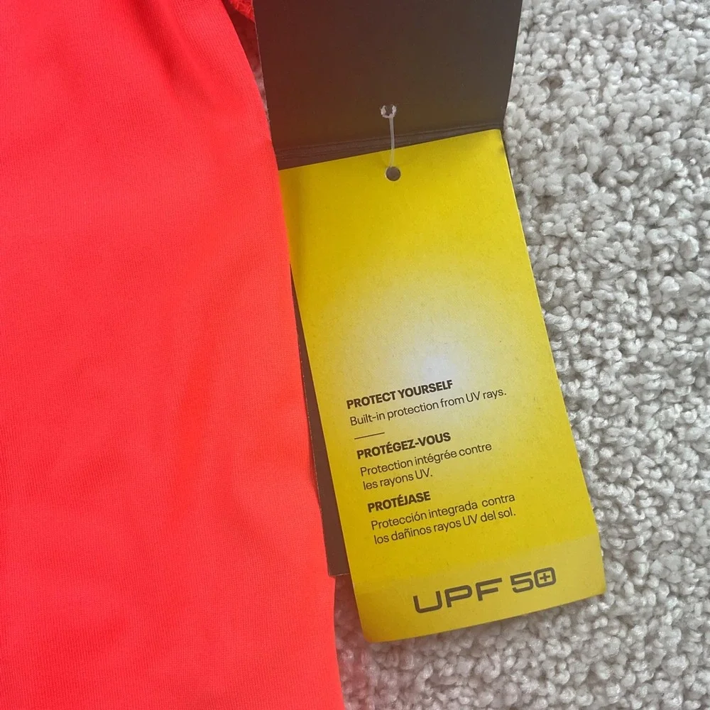 Under Armour Boys‎ Youth Small Neon Orange UPF 50+ Swim Shirt Rash Guard NWT